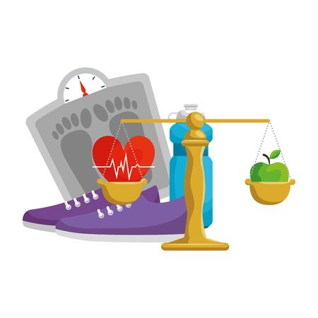 heart cardio with healthy lifestyle icons vector illustration designのイラスト素材