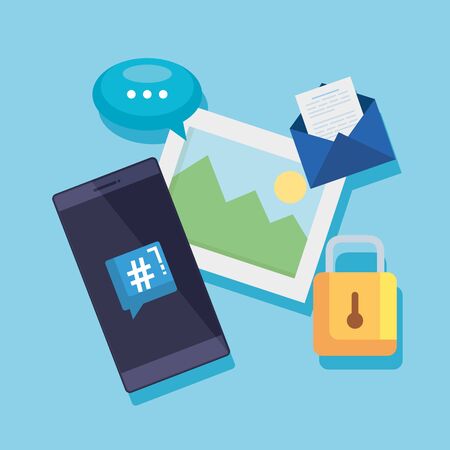 Smartphone technology with chat bubble and letter informationのイラスト素材