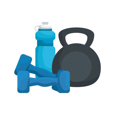 weight lifting dumbbell with water bottle vector illustration designのイラスト素材