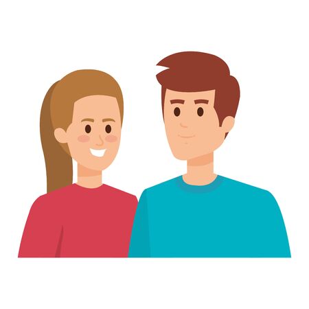 young couple avatars characters vector illustration designのイラスト素材