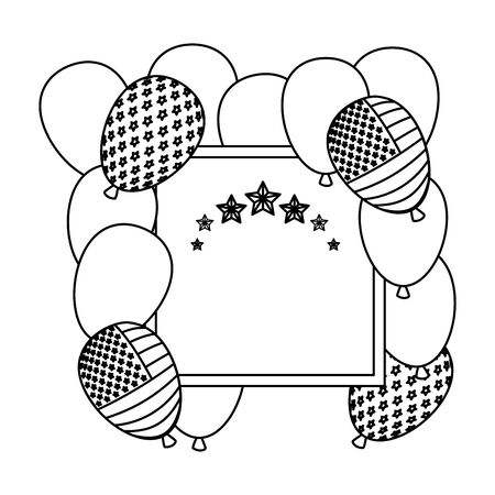 balloons helium with USA flag square frame vector illustration designのイラスト素材