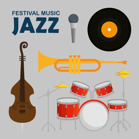 set jazz music day with music instruments vector illustrationのイラスト素材