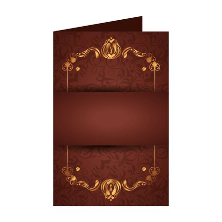 postcard with golden square label victorian style vector illustration designのイラスト素材