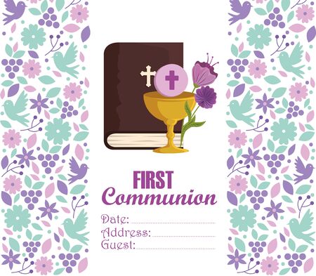 catholic and chalice with holy host to religion event vector illustrationのイラスト素材
