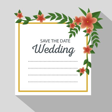 flowers and leaves decoration to wedding card vector illustrationのイラスト素材