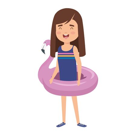 cute little girl lady with flemish float vector illustration designのイラスト素材