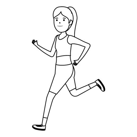 happy athletic girl running sport vector illustration designのイラスト素材