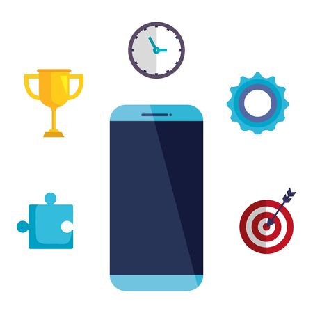 smartphone technology with business icons vector illustration designのイラスト素材