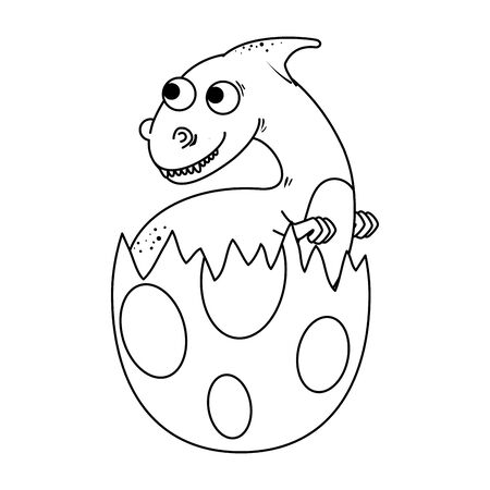cute newborn dinosaur breaking the shell vector illustration designのイラスト素材