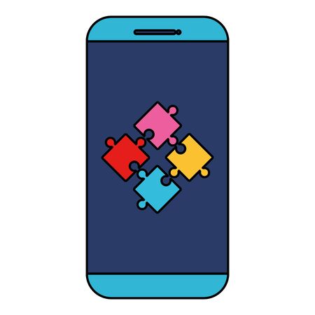 smartphone with puzzle game pieces solution vector illustration designのイラスト素材