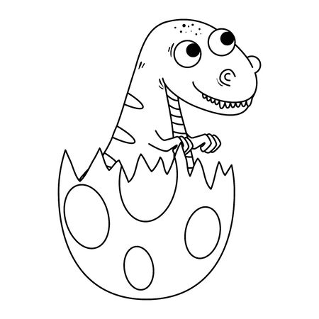 cute newborn tyrannosaurus rex breaking shell vector illustration designのイラスト素材