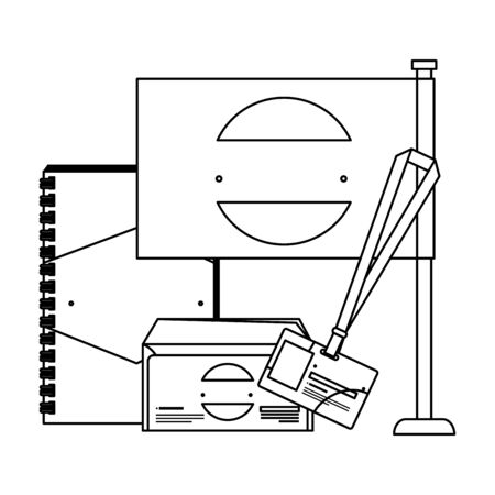 notepad and flag ,envelope with company emblem print vector illustration designのイラスト素材