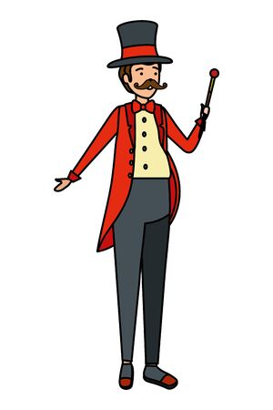 circus magician with hat and wand vector illustration designのイラスト素材