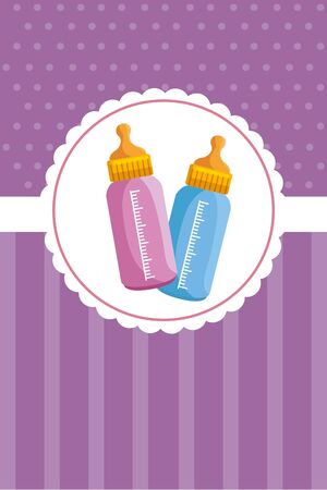 postcard with bottles milk baby vector illustration designのイラスト素材