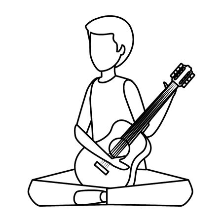young man playing guitar instrument vector illustration designのイラスト素材