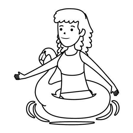 happy young girl with flemish float character vector illustration designのイラスト素材