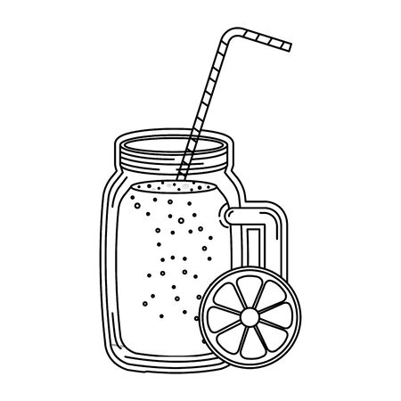 juice orange fruit beverage jar with straw vector illustration designのイラスト素材