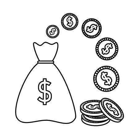 money bag with coins dollars vector illustration designのイラスト素材