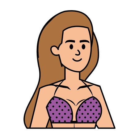 beautiful girl with swimsut avatar character vector illustration designのイラスト素材