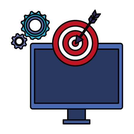 computer with target arrow success and gears vector illustration designのイラスト素材