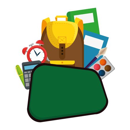 chalkboard school with education elements vector illustration designのイラスト素材