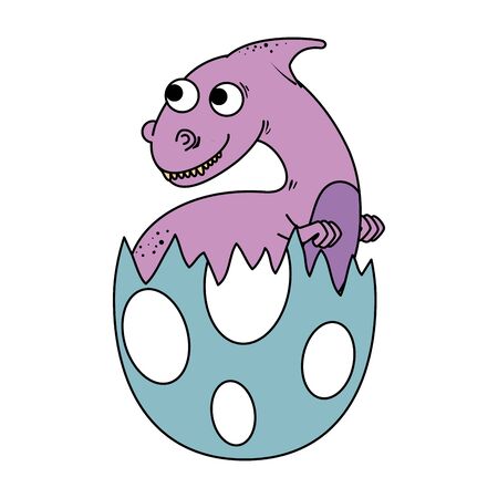 cute newborn dinosaur breaking the shell vector illustration designのイラスト素材