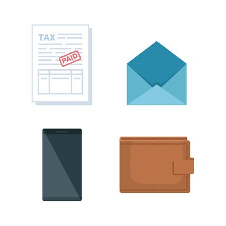 set service tax with wallet and smartphone vector illustrationのイラスト素材