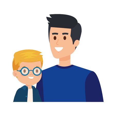 young father with son characters vector illustration designのイラスト素材