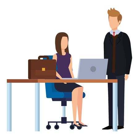 business couple in the workplace vector illustration designのイラスト素材