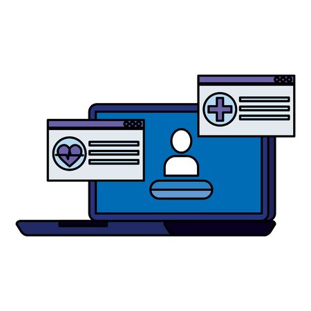 laptop with telemedicine service vector illustration designのイラスト素材