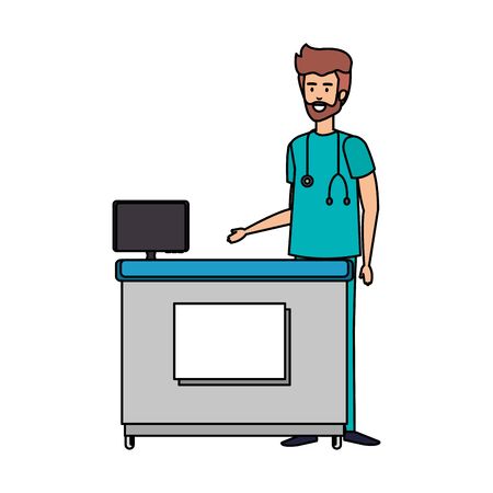 professional surgeon doctor in the office vector illustration designのイラスト素材