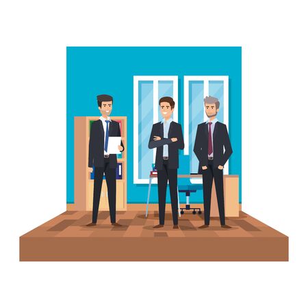 couple of businessmen in the office scene vector illustration designのイラスト素材
