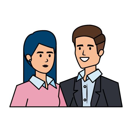 business couple avatars characters vector illustration designのイラスト素材