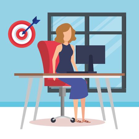 woman working in the office vector illustration designのイラスト素材
