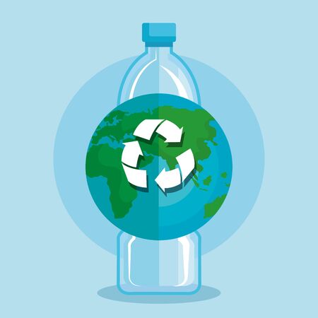 recycle plastics bottles to environment care vector illustrationのイラスト素材