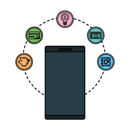 smartphone with business icons vector illustration designのイラスト素材