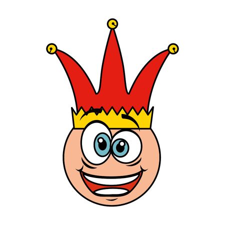 crazy emoticon face with jester hat fools day vector illustration designのイラスト素材