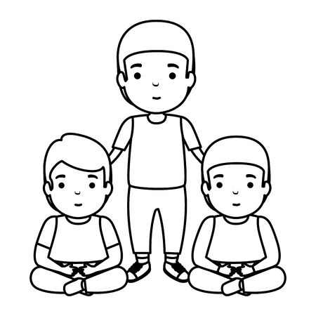 father with sons characters vector illustration designのイラスト素材