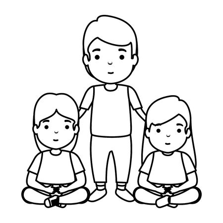 father with daughters characters vector illustration designのイラスト素材