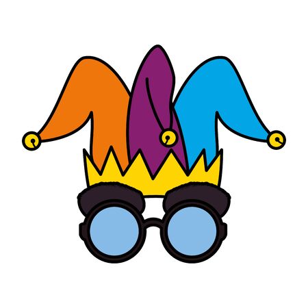 jester hat and glasses fools day icon vector illustration designのイラスト素材