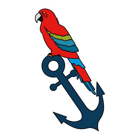 tropical and exotic parrot in anchor vector illustration designのイラスト素材