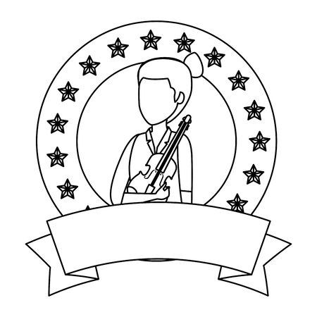 female professional violinist character vector illustration designのイラスト素材