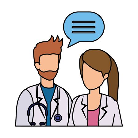 couple of professionals doctors talking vector illustration designのイラスト素材