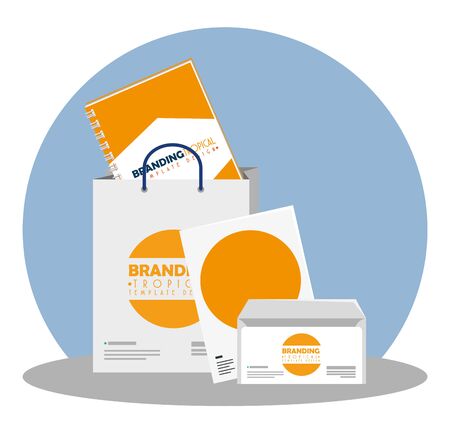 notebook inside bag with business paper document and envelope vector illustrationのイラスト素材