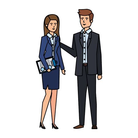 business couple with documents vector illustration designのイラスト素材