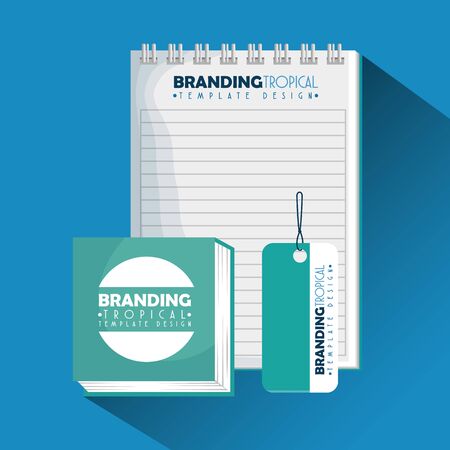 notebbok with label and note papers product vector illustrationのイラスト素材