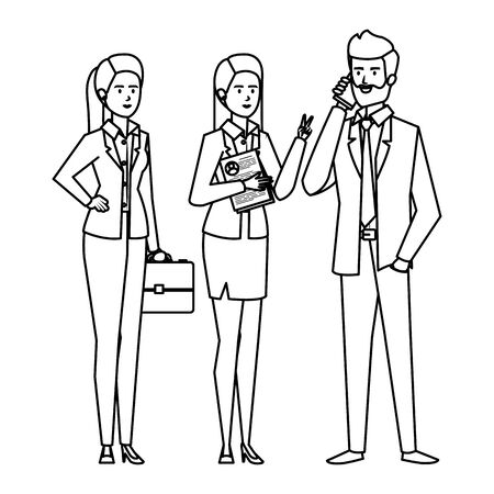 business people calling with smartphone vector illustration designのイラスト素材