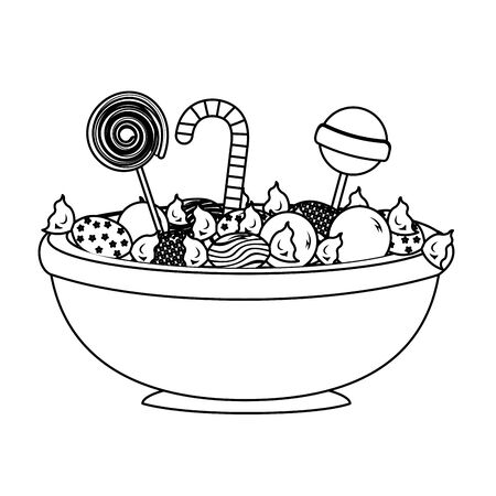 bowl glass with sweet candies variety vector illustration designのイラスト素材