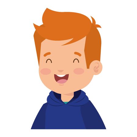 happy little boy comic character vector illustration designのイラスト素材