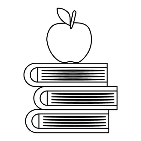 pile textbooks with apple fresh fruit vector illustration designのイラスト素材